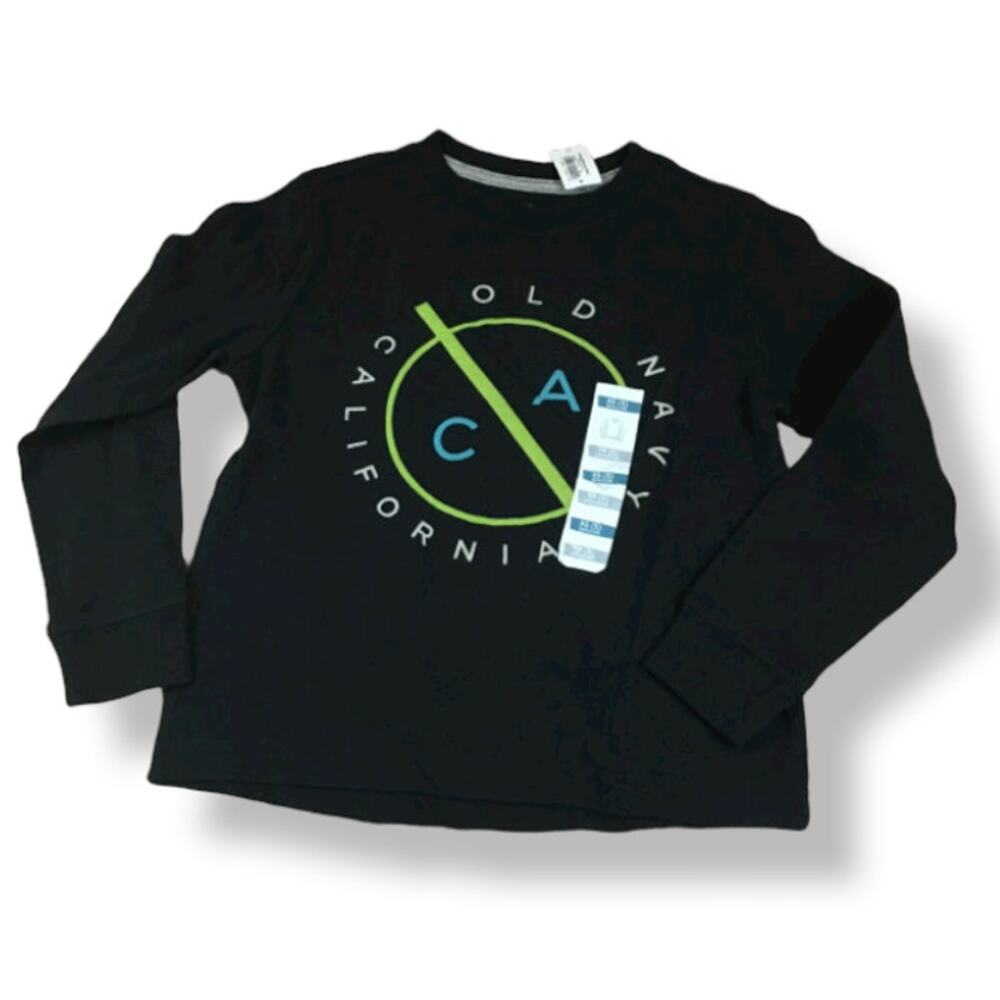 Old Navy Boys Tee Size XS 5 California Black‎ Lime Teal White Long Sleeve NEW